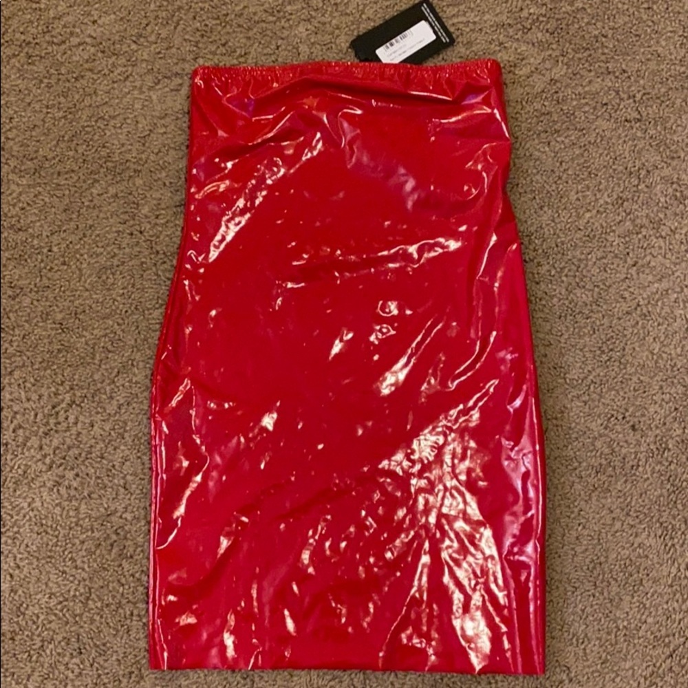 PrettyLittleThing Red Bodycon Dress US Size 4 - Picture 5 of 7